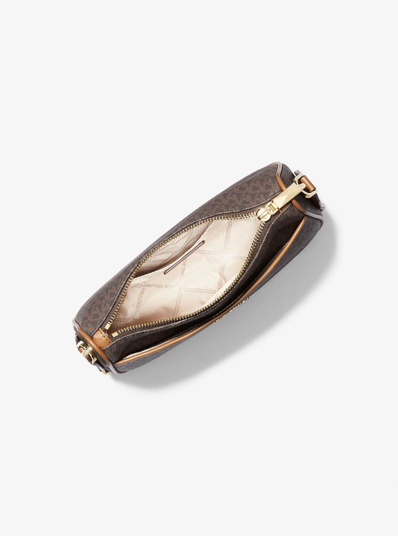 Sac Crossbody Michael Kors Jet Set Medium Signature Logo Crossbody Bag with Case for Apple AirPods Pro Femme Brn/Acorn | 5376KMWFY
