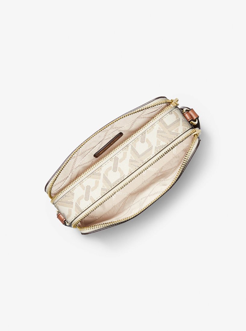 Sac Crossbody Michael Kors Jet Set Small Empire Signature Logo Stripe Double-Zip Camera Bag Femme Jaune Clair | 5360GUIMY
