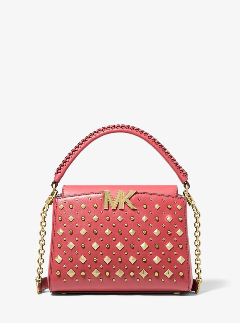 Sac Crossbody Michael Kors Karlie Graphic Logo Striped Leather Crossbody Bag Femme Dahlia | 3276JCNME