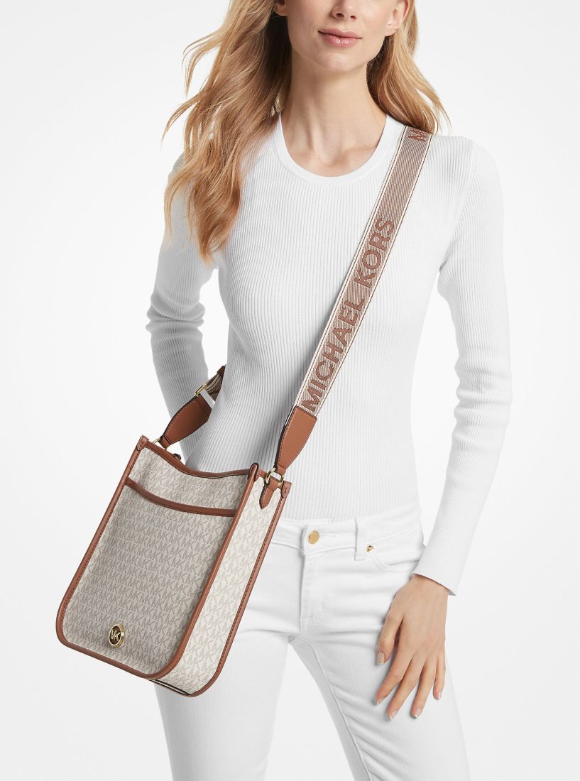 Sac Crossbody Michael Kors Luisa Large Signature Logo Messenger Bag Femme Jaune Clair | 1520THZYI