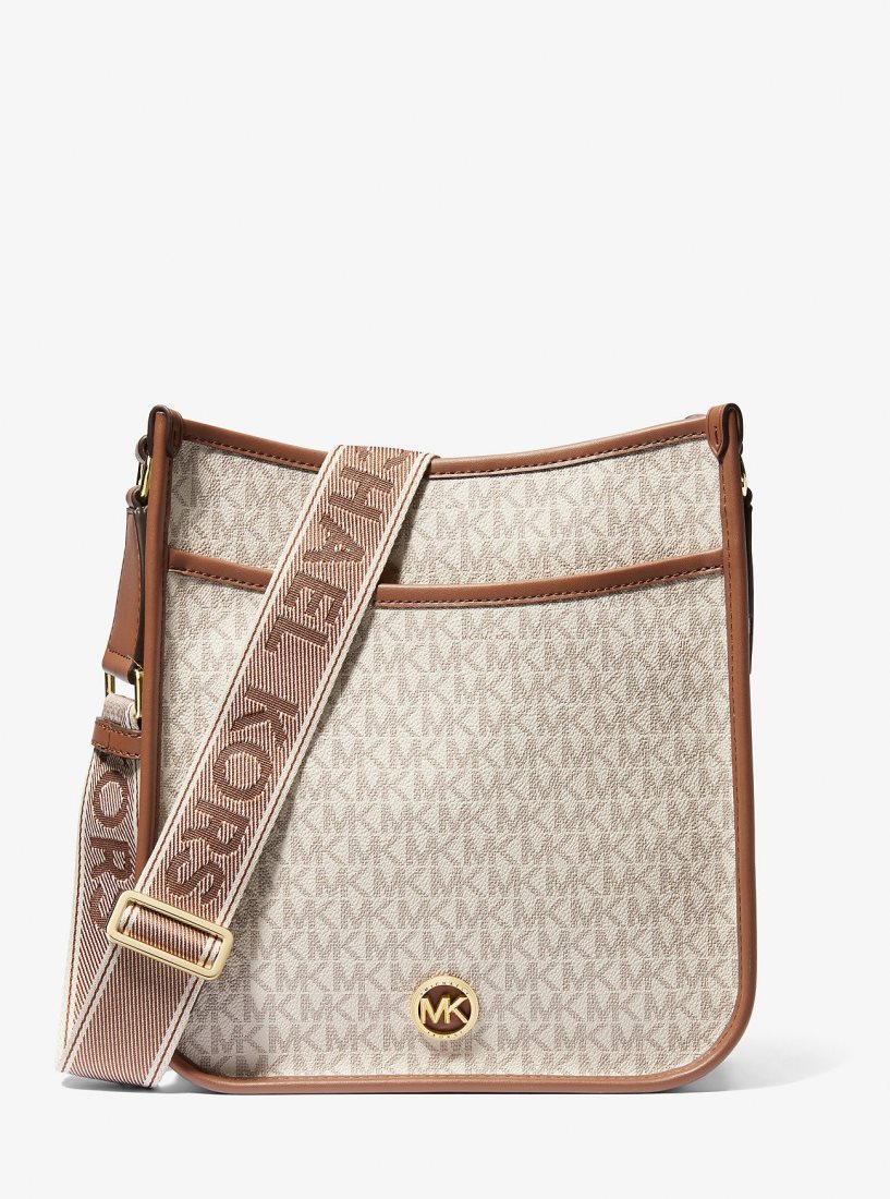 Sac Crossbody Michael Kors Luisa Large Signature Logo Messenger Bag Femme Jaune Clair | 1520THZYI
