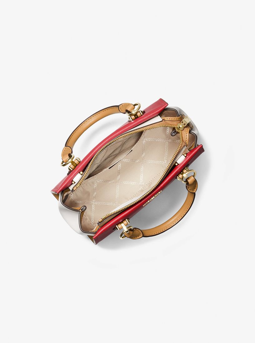 Sac Crossbody Michael Kors Marilyn Small Color-Block Saffiano Leather Crossbody Bag Femme Rouge Multicolore | 7352NXWPB