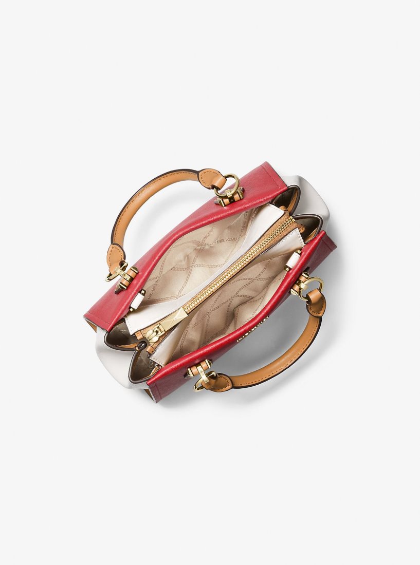 Sac Crossbody Michael Kors Marilyn Small Color-Block Saffiano Leather Crossbody Bag Femme Rouge Multicolore | 7352NXWPB