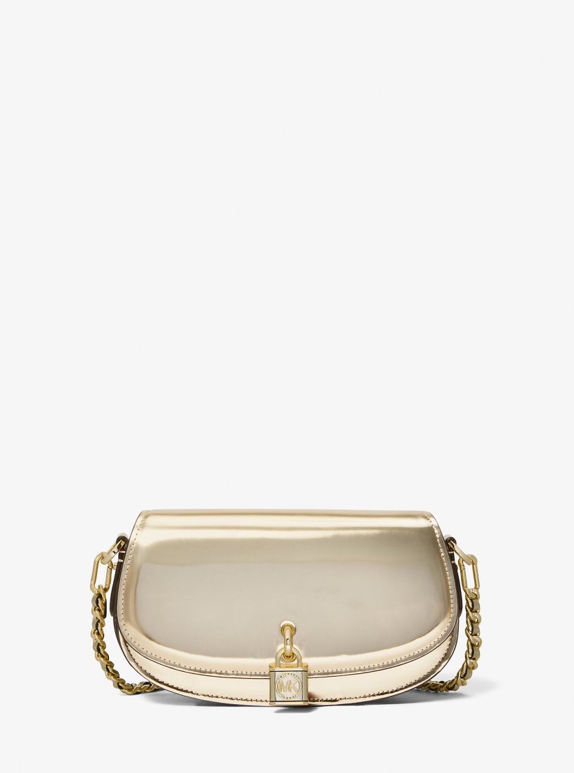 Sac Crossbody Michael Kors Mila Small Metallic Leather Shoulder Bag Femme Doré | 7320PCWYR