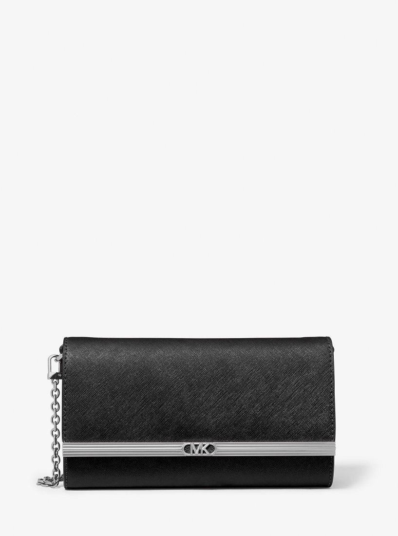 Sac Crossbody Michael Kors Mona Large Saffiano Leather Clutch Femme Noir | 8209NBZOE