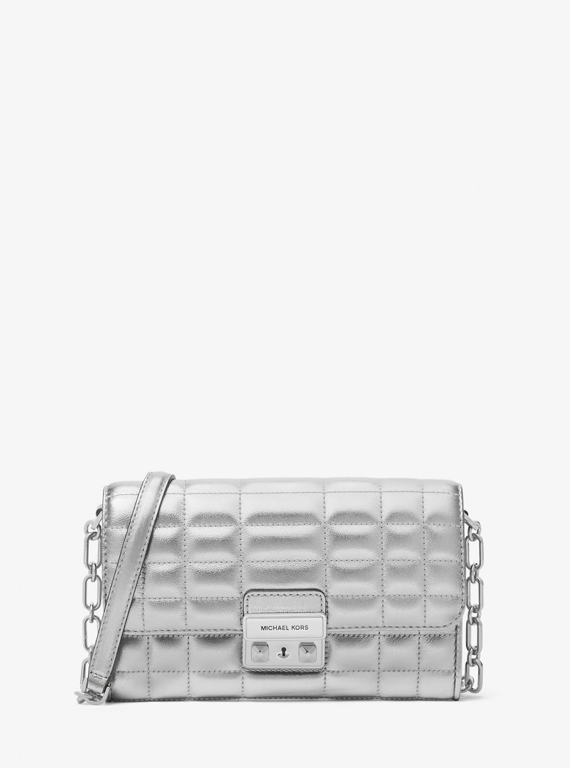 Sac Crossbody Michael Kors Tribeca Large Metallic Leather Convertible Crossbody Bag Femme Argent | 6409SWLTI
