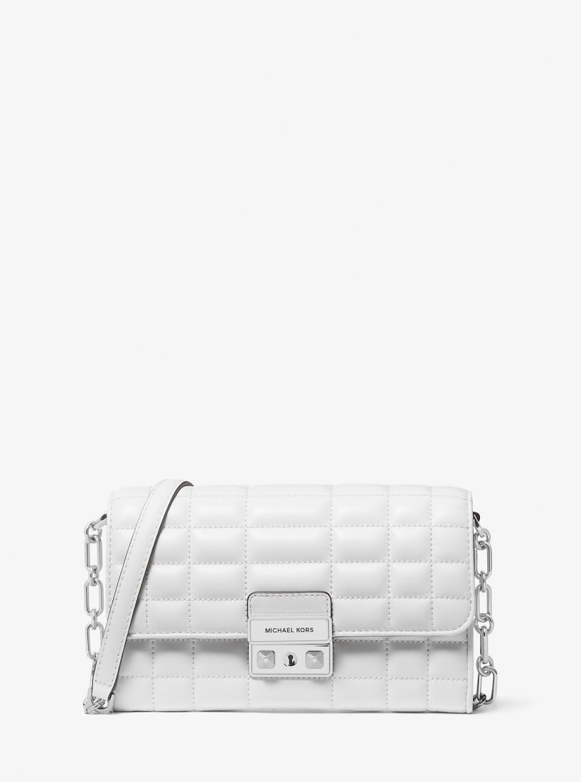Sac Crossbody Michael Kors Tribeca Large Leather Convertible Crossbody Bag Femme Blanche | 2471LRJKB