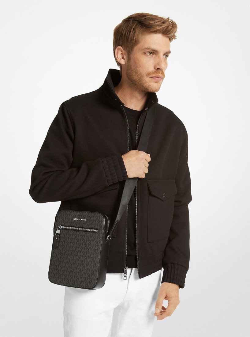 Sac Crossbody Michael Kors Varick Logo Flight Bag Homme Noir | 8543VRPOT
