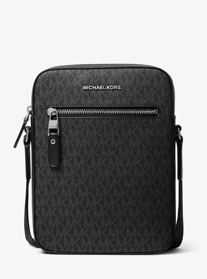 Sac Crossbody Michael Kors Varick Logo Flight Bag Homme Noir | 8543VRPOT