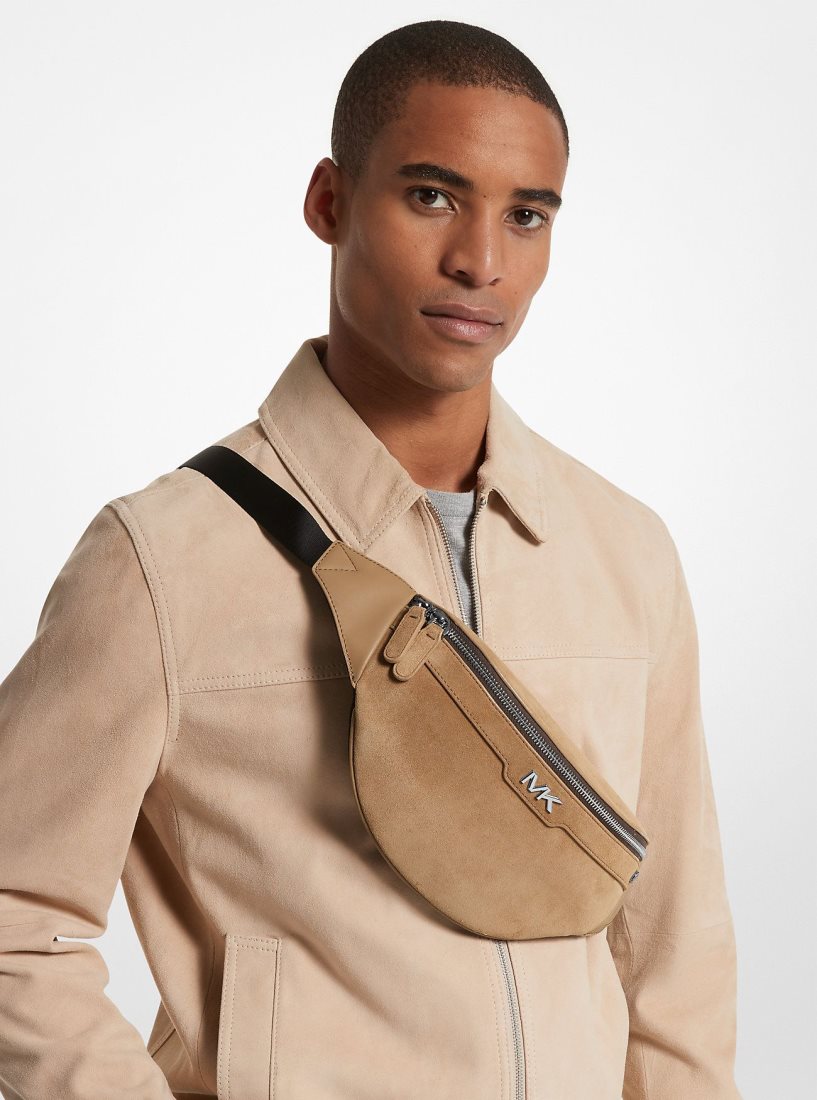 Sac Crossbody Michael Kors Varick Small Suede Belt Bag Homme Marron | 0742EOZFW