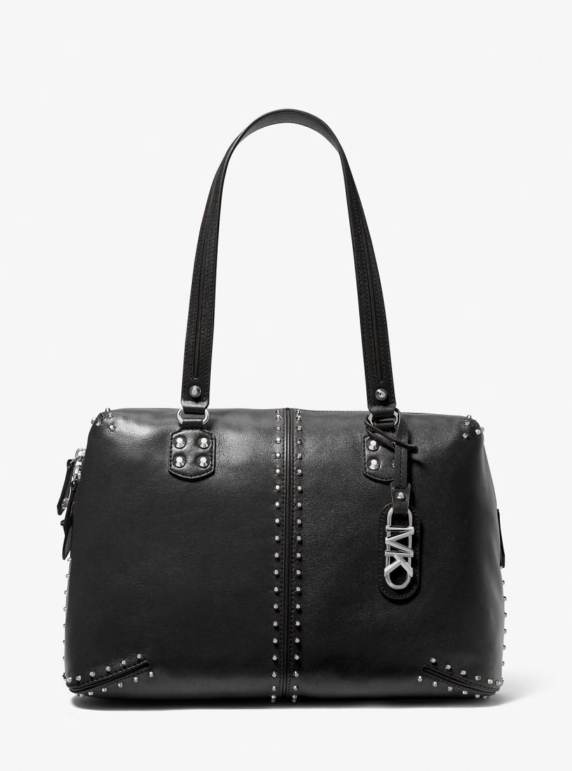 Sac Polochon Michael Kors Astor Large Studded Leather Tote Bag Homme Noir | 1205MSDGX