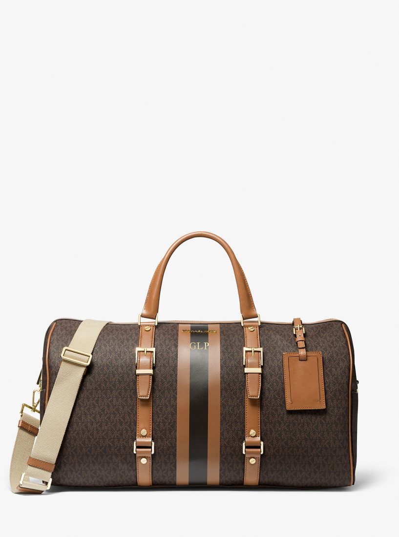 Sac Polochon Michael Kors Bedford Travel Extra-Large Logo Stripe Weekender Bag Femme Brn/Acorn | 3769IDUGE