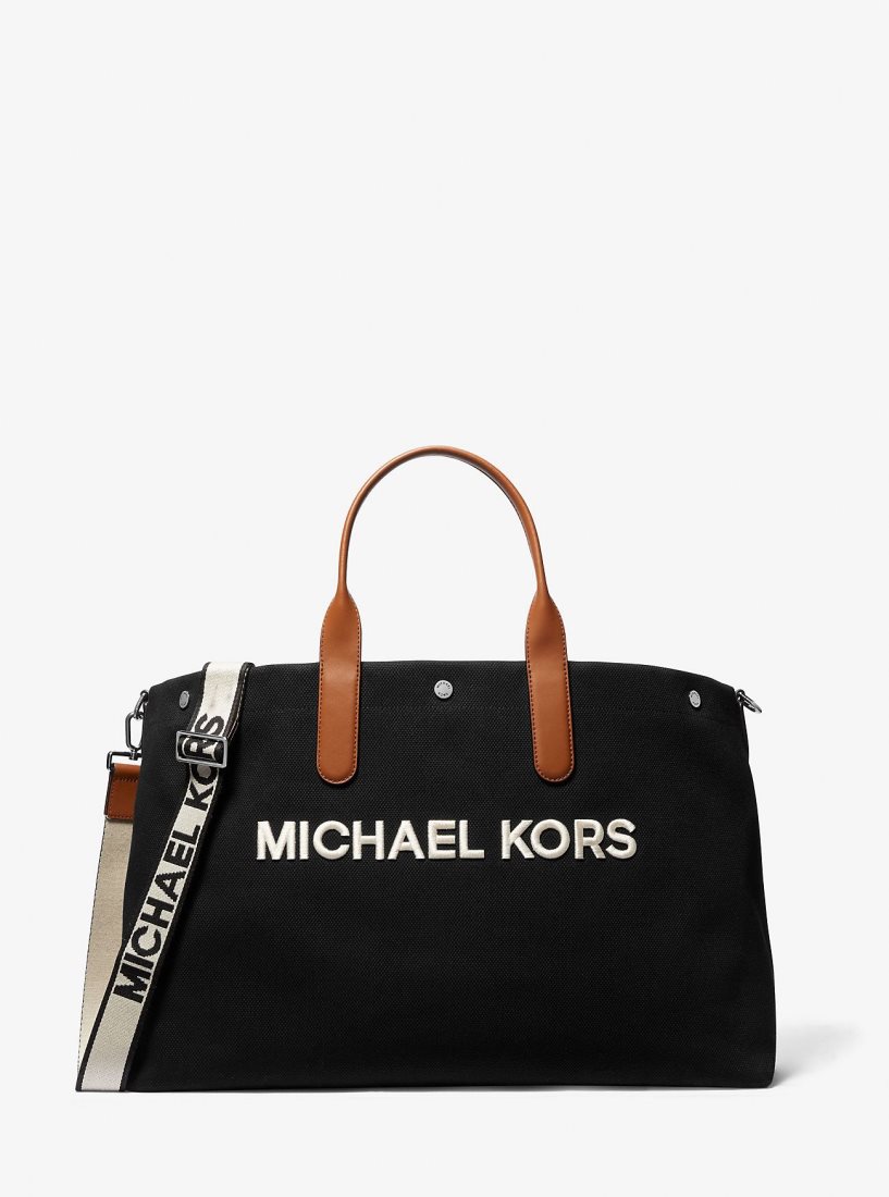 Sac Polochon Michael Kors Brooklyn Oversized Cotton Canvas Tote Bag Homme Noir | 2046MVDES