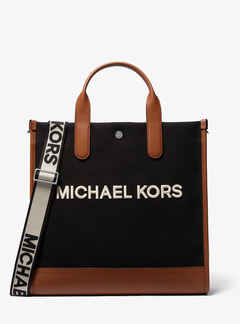 Sac Polochon Michael Kors Brooklyn Slim Cotton Canvas Tote Bag Homme Noir | 5934JKEHD
