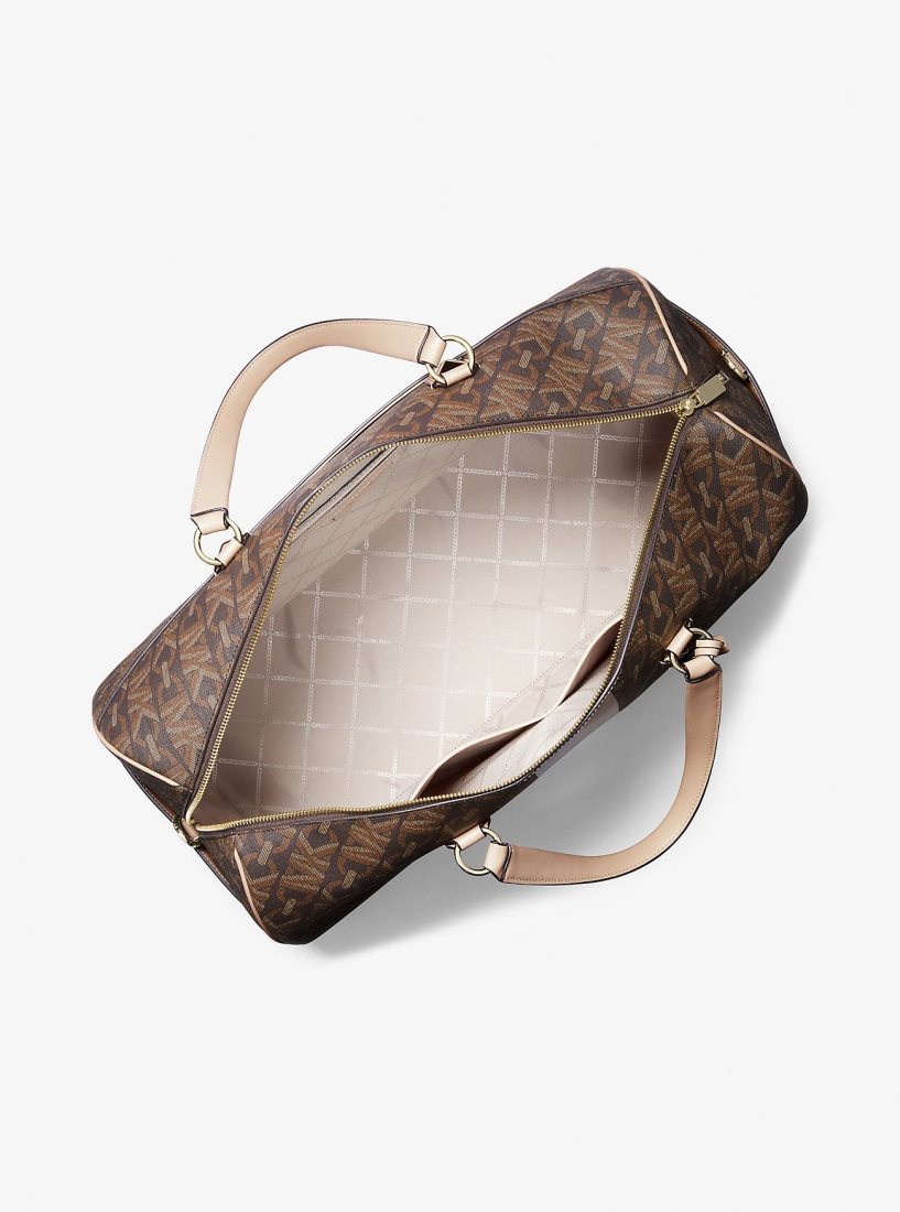 Sac Polochon Michael Kors Grayson Extra-Large Empire Signature Logo Stripe Weekender Bag Femme Marron | 6780IXBJT