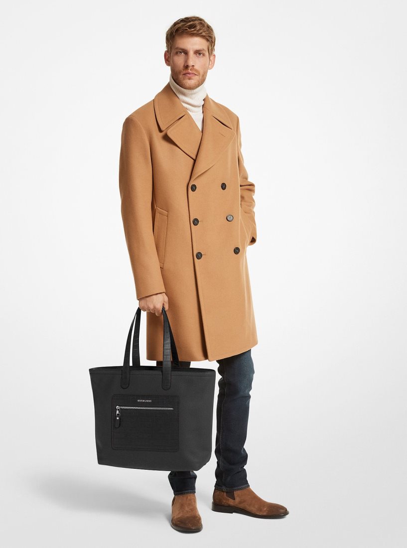 Sac Polochon Michael Kors Hudson Crocodile Embossed Leather Top-Zip Tote Bag Homme Noir | 0183EHOVA