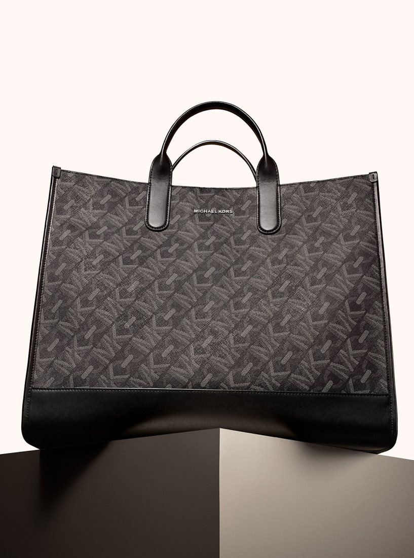 Sac Polochon Michael Kors Hudson Empire Signature Logo Tote Bag Homme Noir | 7241DJOHC