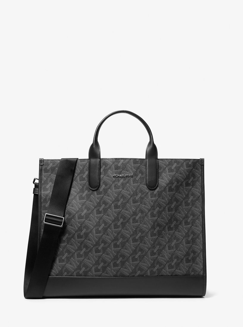 Sac Polochon Michael Kors Hudson Empire Signature Logo Tote Bag Homme Noir | 7241DJOHC