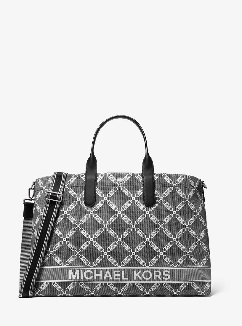 Sac Polochon Michael Kors Hudson Oversized Empire Logo Jacquard Tote Bag Homme Noir | 8541FBTLJ