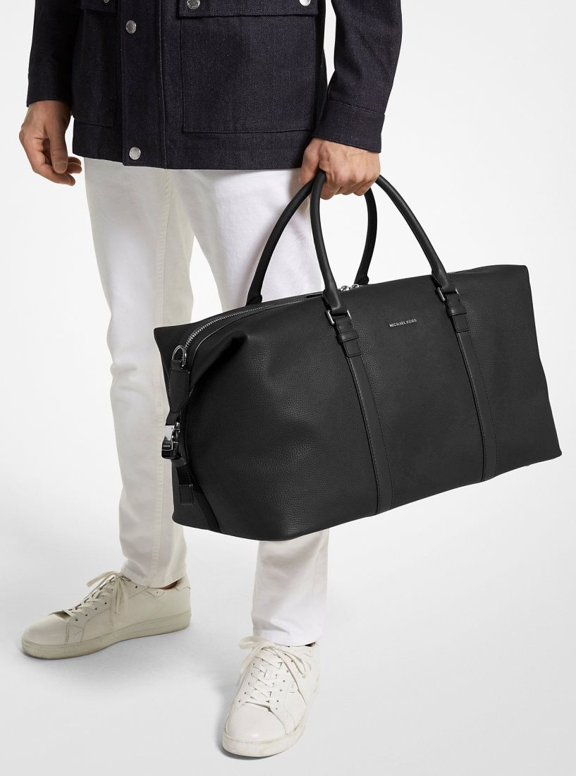 Sac Polochon Michael Kors Hudson Pebbled Leather Duffel Bag Homme Noir | 0457YQAJZ