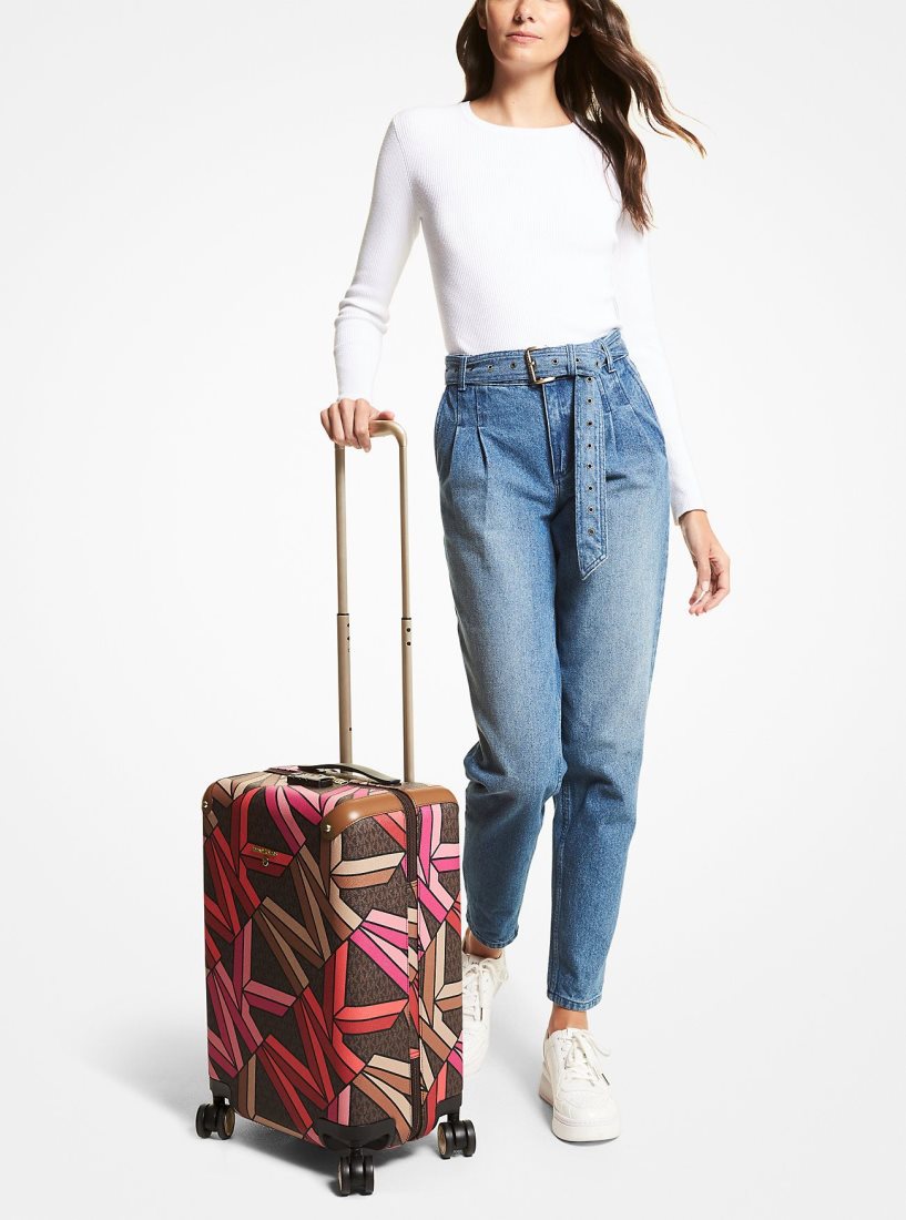 Sac Polochon Michael Kors Jet Set Travel Small Graphic Logo Suitcase Femme Marron Multicolore | 2059CSQKR