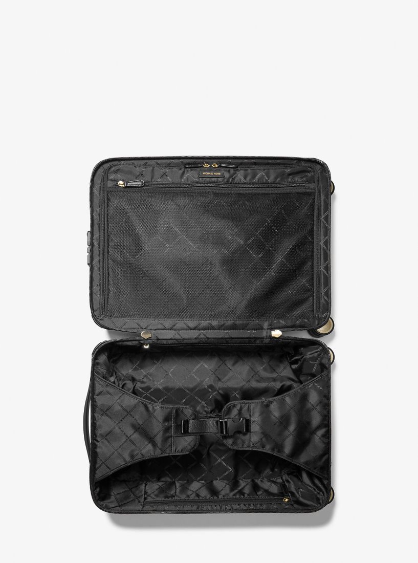 Sac Polochon Michael Kors Metallic Logo Stripe Suitcase Femme Noir Doré | 9452SGLMR