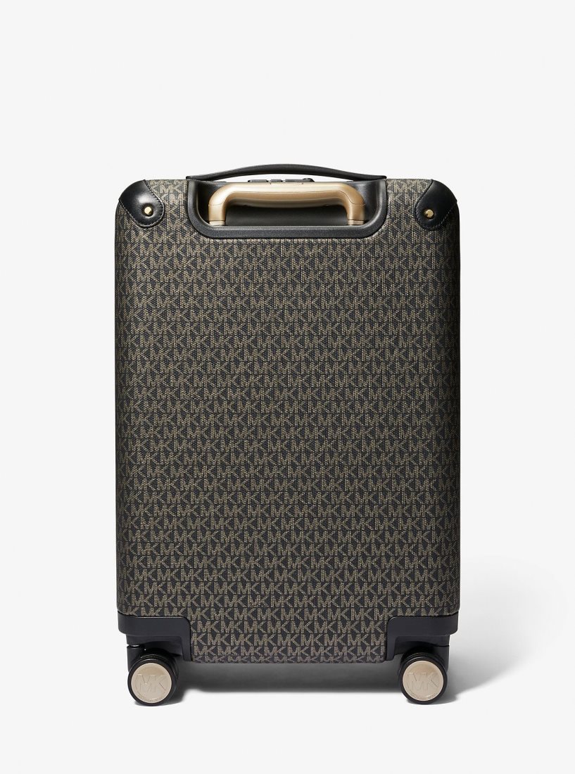 Sac Polochon Michael Kors Metallic Logo Stripe Suitcase Femme Noir Doré | 9452SGLMR