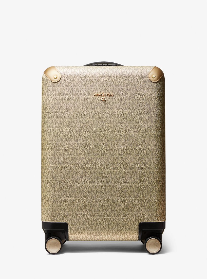 Sac Polochon Michael Kors Metallic Logo Suitcase Femme Doré | 3164KSPZE