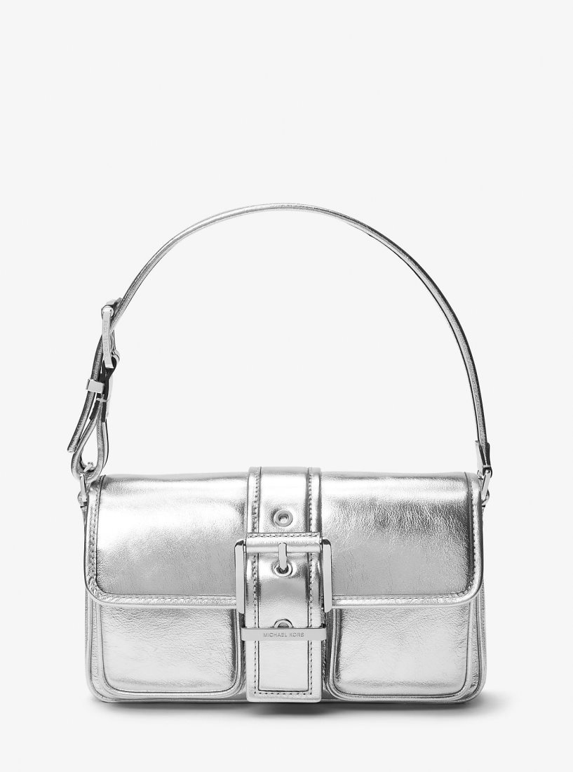 Sac Porté Épaule Michael Kors Colby Medium Metallic Leather Shoulder Bag Femme Argent | 9350TAIGK