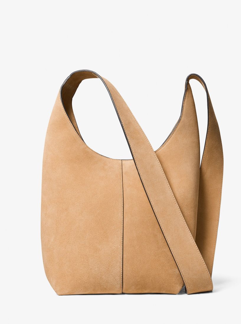 Sac Porté Épaule Michael Kors Dede Medium Suede Hobo Bag Femme Marron | 6384MRZGJ