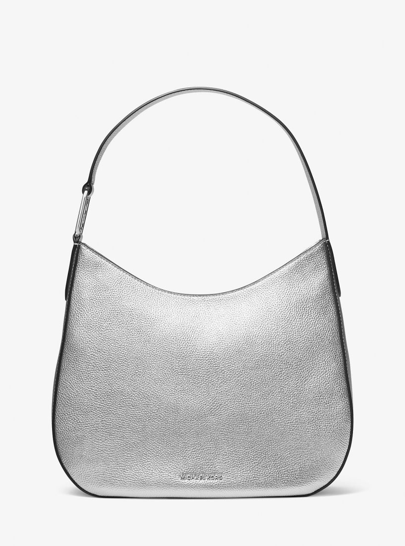 Sac Porté Épaule Michael Kors Kensington Large Metallic Leather Hobo Shoulder Bag Femme Argent | 1328RXFWU