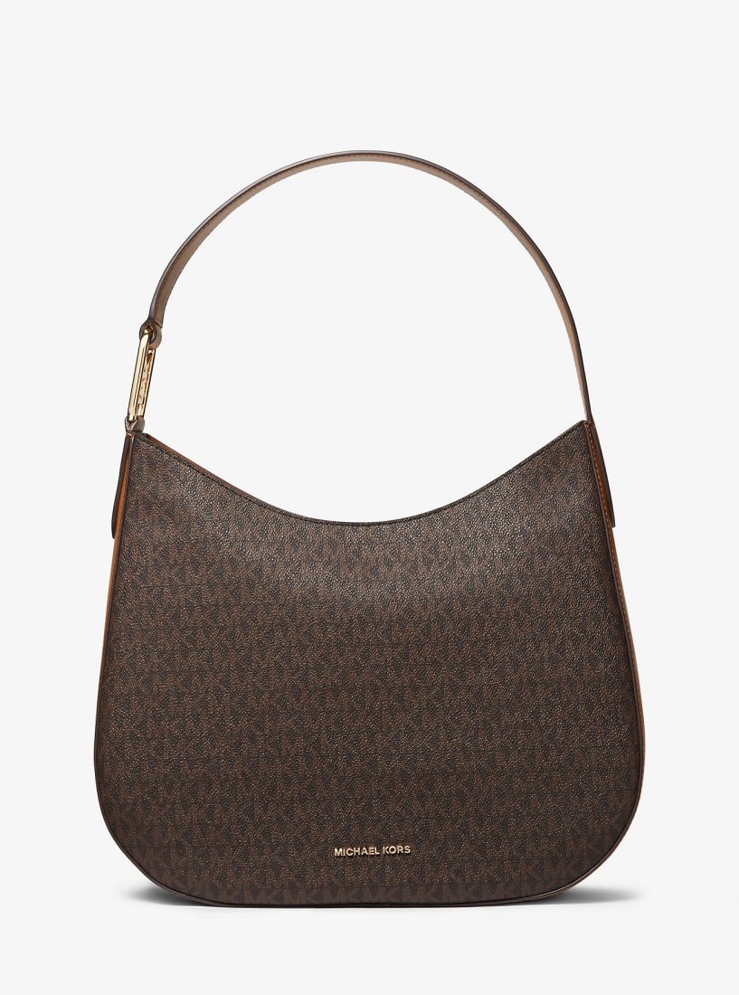 Sac Porté Épaule Michael Kors Kensington Large Signature Logo Hobo Shoulder Bag Femme Brn/Acorn | 3051MOJXK