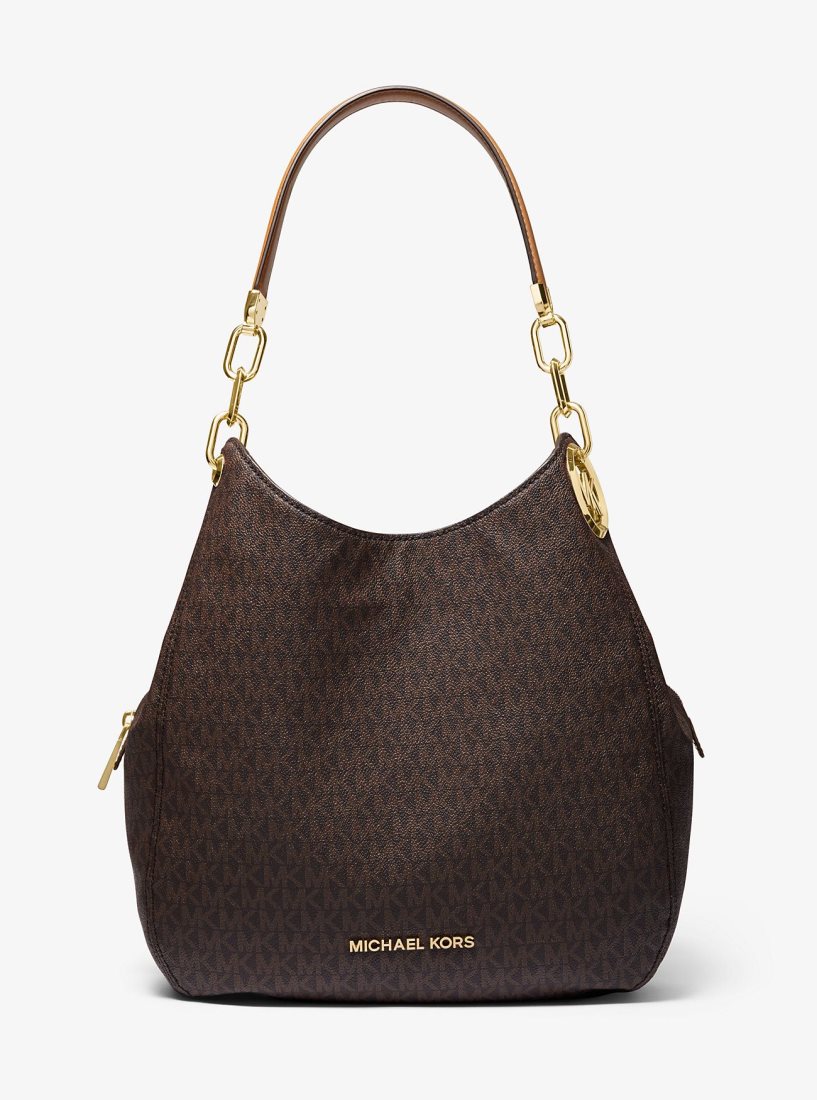 Sac Porté Épaule Michael Kors Lillie Large Logo Shoulder Bag Femme Brn/Acorn | 8417FNBOQ