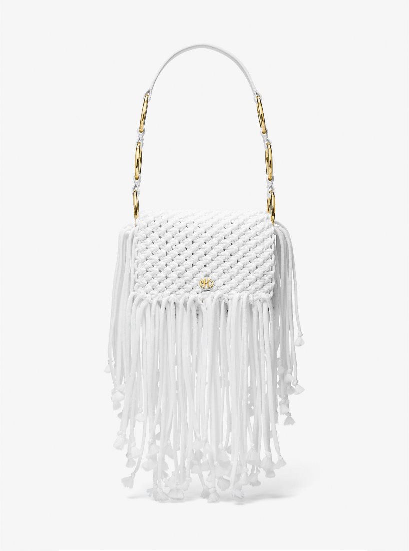 Sac Porté Épaule Michael Kors Marissa Medium Hand-Woven Macrame Shoulder Bag Femme Blanche | 6809PZSTF