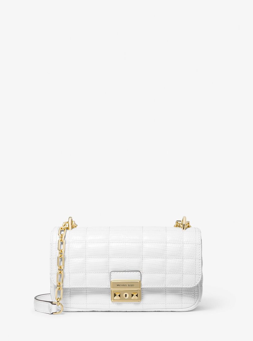 Sac Porté Épaule Michael Kors Tribeca Small Quilted Lizard Embossed Leather Shoulder Bag Femme Blanche | 5627EWRLJ