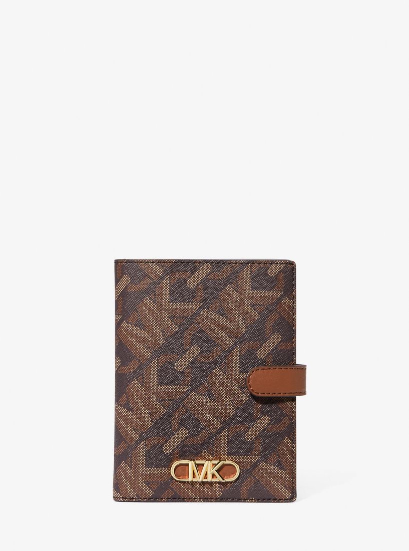 Sac de Voyage Michael Kors Empire Medium Signature Logo Passport Wallet Femme Marron | 4253XDJVP