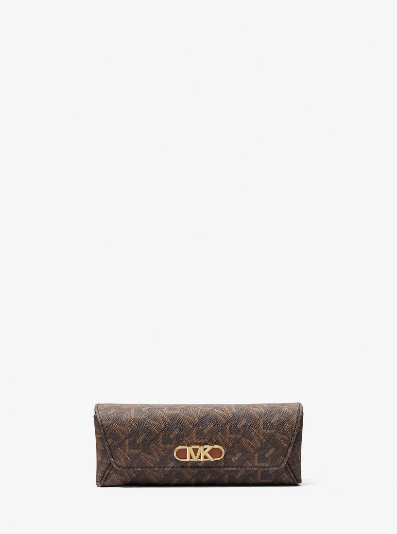 Sac de Voyage Michael Kors Empire Signature Logo Glasses Case Femme Marron | 2495JIYHZ
