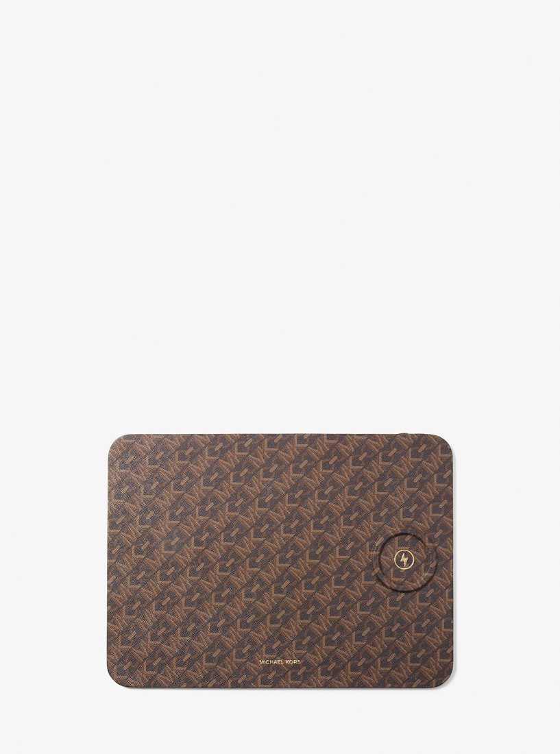 Sac de Voyage Michael Kors Empire Signature Logo Wireless Charging Mouse Pad Femme Marron | 3178OFDYZ