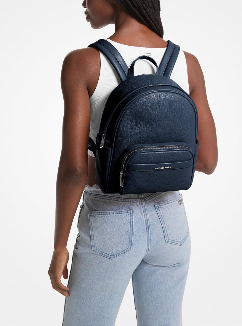 Sacs à Dos Michael Kors Bex Medium Pebbled Leather Backpack Femme Bleu Marine | 1473PKVST