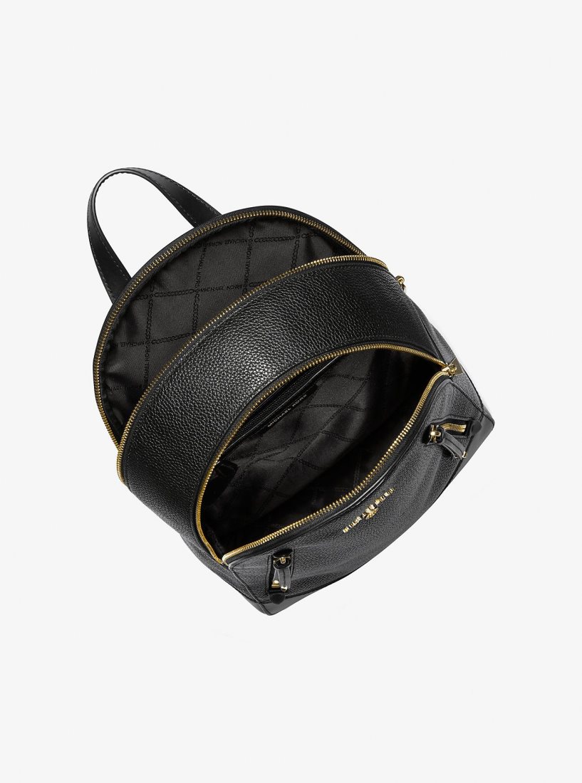 Sacs à Dos Michael Kors Brooklyn Medium Pebbled Leather Backpack Femme Noir | 9260IANCB