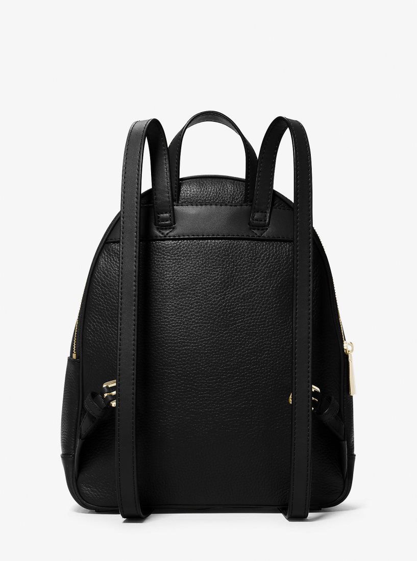 Sacs à Dos Michael Kors Brooklyn Medium Pebbled Leather Backpack Femme Noir | 9260IANCB