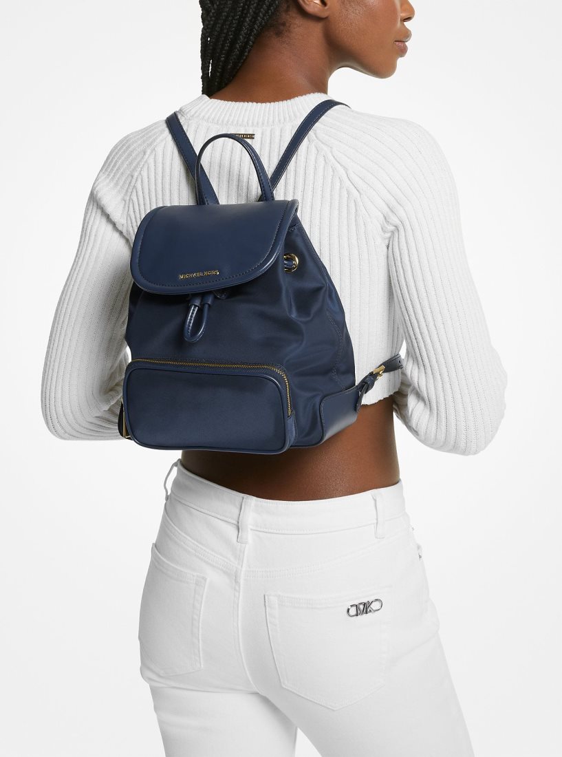 Sacs à Dos Michael Kors Cara Small Nylon Backpack Femme Bleu Marine | 2738HNISV