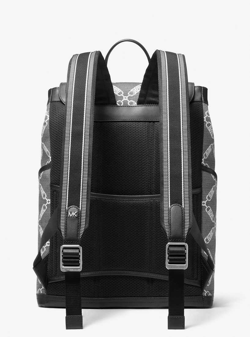 Sacs à Dos Michael Kors Hudson Empire Logo Jacquard Backpack Homme Noir | 9827YOKQG