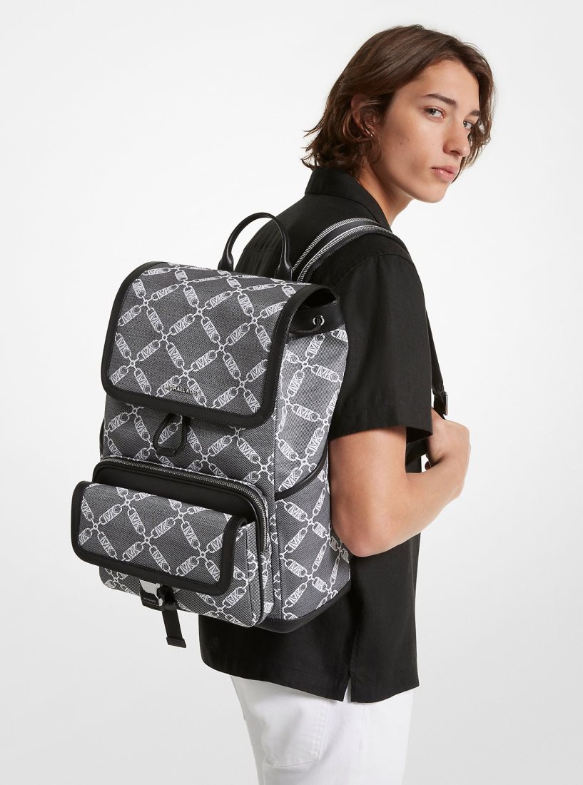Sacs à Dos Michael Kors Hudson Empire Logo Jacquard Backpack Homme Noir | 9827YOKQG
