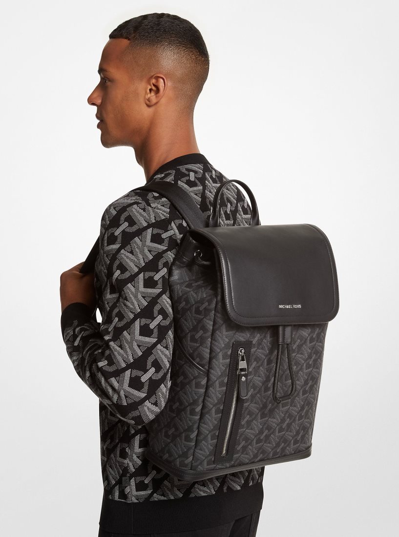 Sacs à Dos Michael Kors Hudson Empire Signature Logo Backpack Homme Noir | 1275UIPNC