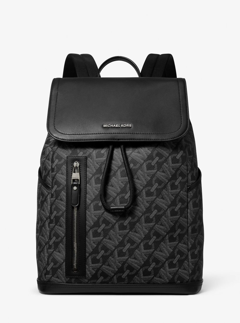 Sacs à Dos Michael Kors Hudson Empire Signature Logo Backpack Homme Noir | 1275UIPNC