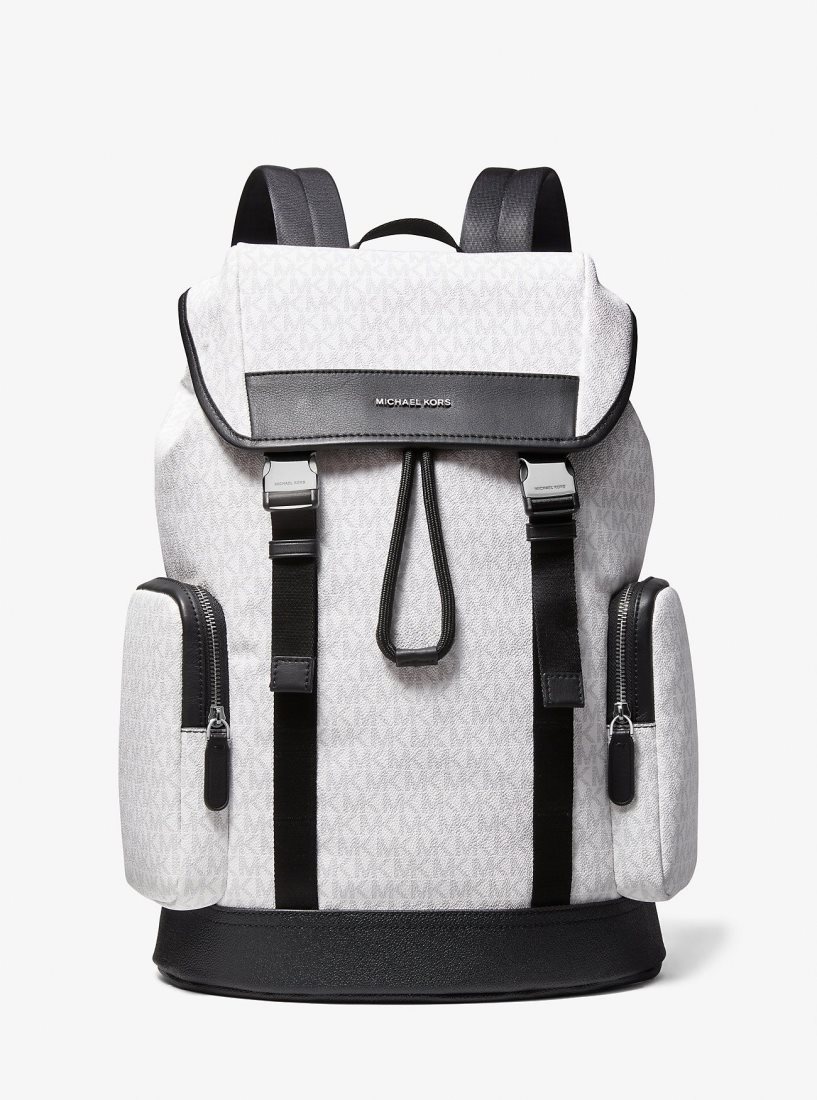 Sacs à Dos Michael Kors Hudson Logo Backpack Homme Bright Wht | 6180EHLAP