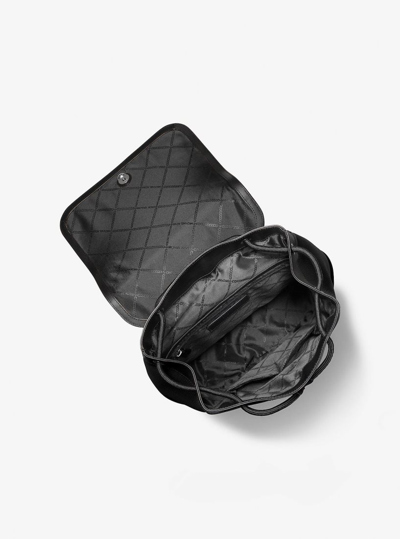 Sacs à Dos Michael Kors Hudson Pebbled Leather Utility Backpack Homme Noir | 0651TGEOU