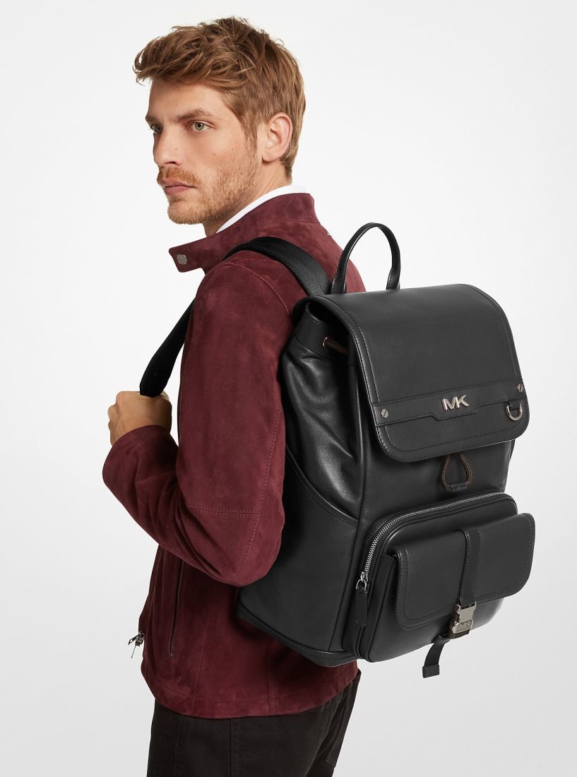 Sacs à Dos Michael Kors Varick Leather Backpack Homme Noir | 3604AJDNF