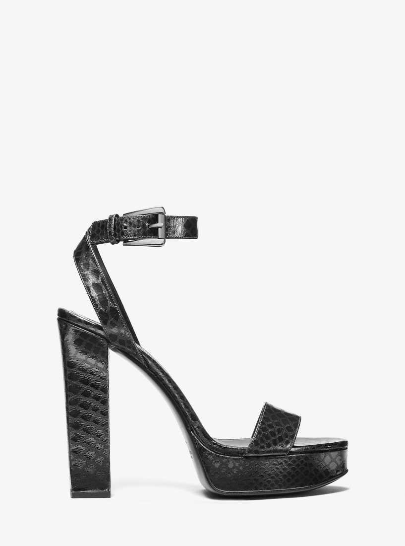 Sandale Michael Kors Anabelle Python Embossed Leather Platform Sandal Femme Grise | 8156USOQT